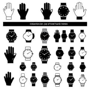 Minute, hour and second hand shapes