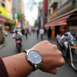 Mumbai on-wrist frame at dawn