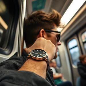 On wrist during morning commute