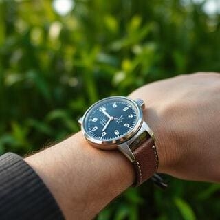 Olive dial under soft evening light